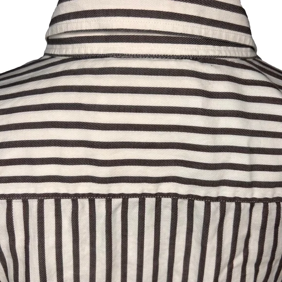 Ermengildo Zegna 100% cotton xxl white and brown striped men’s dress shirt - Picture 5 of 11